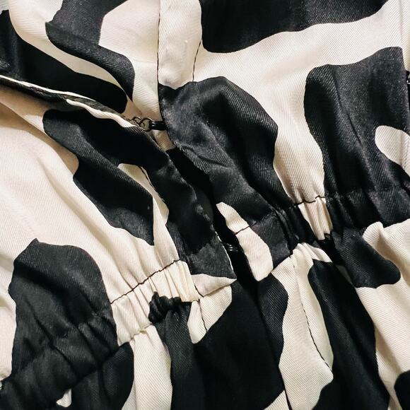 ASOS Printed Dolman Libg Sleeve Flare Hem Top Size 6 Cream Black - Picture 6 of 8